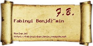 Fabinyi Benjámin névjegykártya