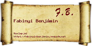 Fabinyi Benjámin névjegykártya